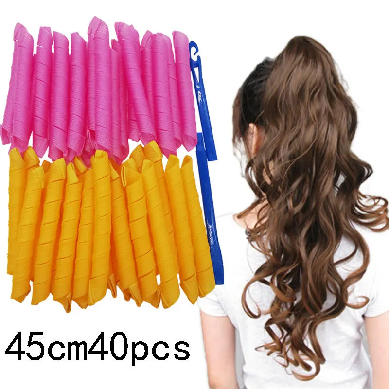 

10/20/30/40Pcs 45CM Hair Rollers Wave Formers Spiral Curlers DIY Magic Spiral Magic Curler Salon Hairstyle Tools Random Color