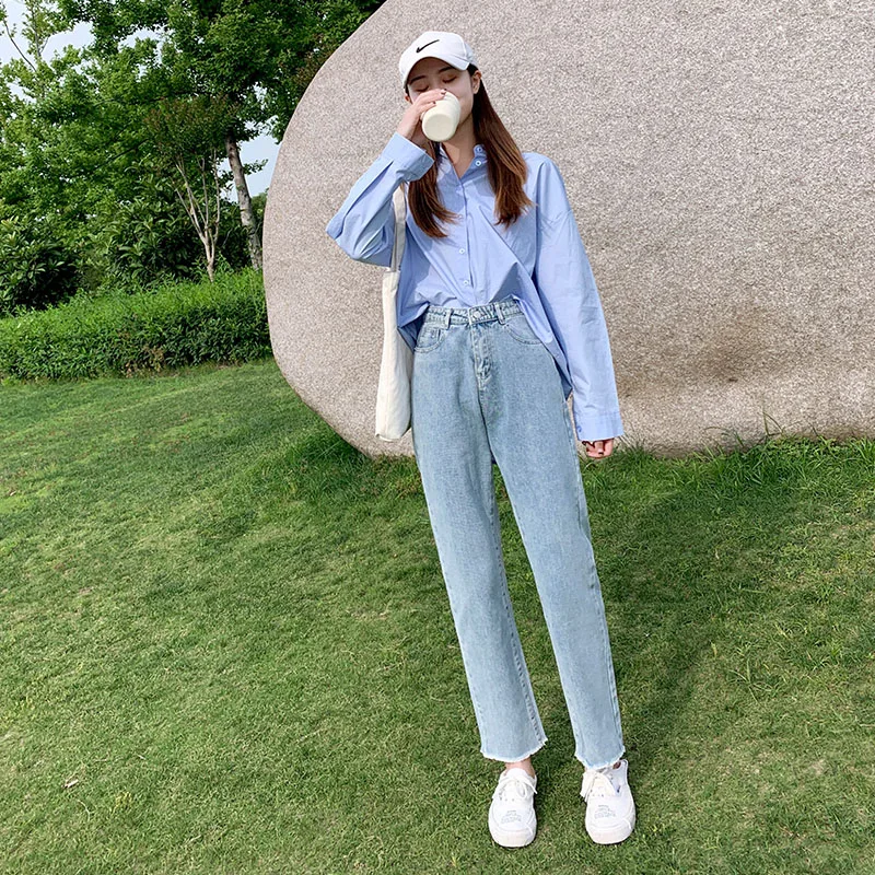 

2021 Women's Jeans Mom Womens Oversize Denim Trousers Cargo For Girls Pants