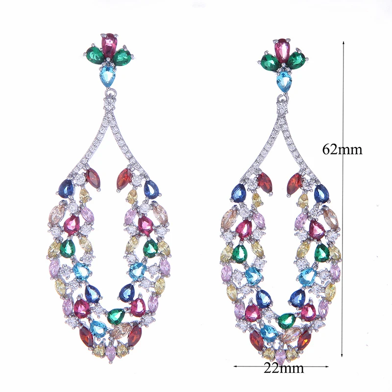 

Exaggerated super flash earrings with small flowers inlaid with zircon 210323-02
