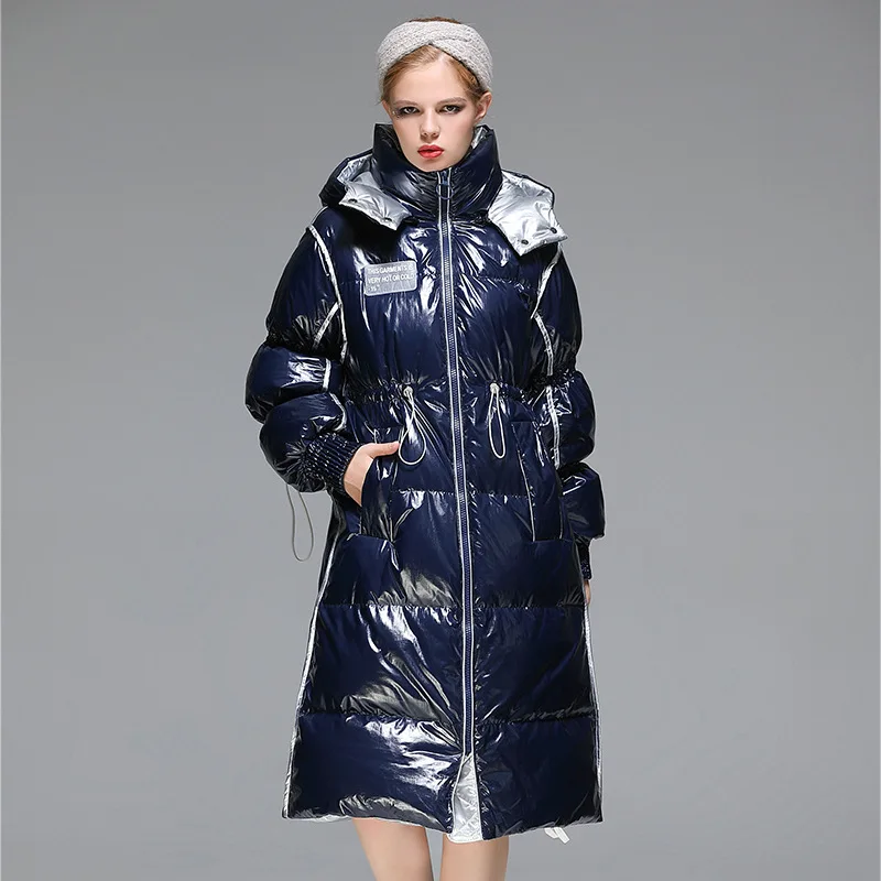 Winter large size coat bright white duck down wash-free down jacket women's mid-length 2021 autumn and winter new Korean version