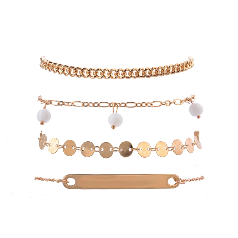 4 шт./компл. Искусственные золотые цепочки браслеты блестки бусины кисточки