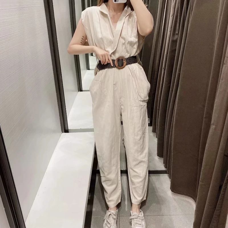 Новинка 2020 женские модные однотонные комбинезоны с карманами в Сиамском стиле