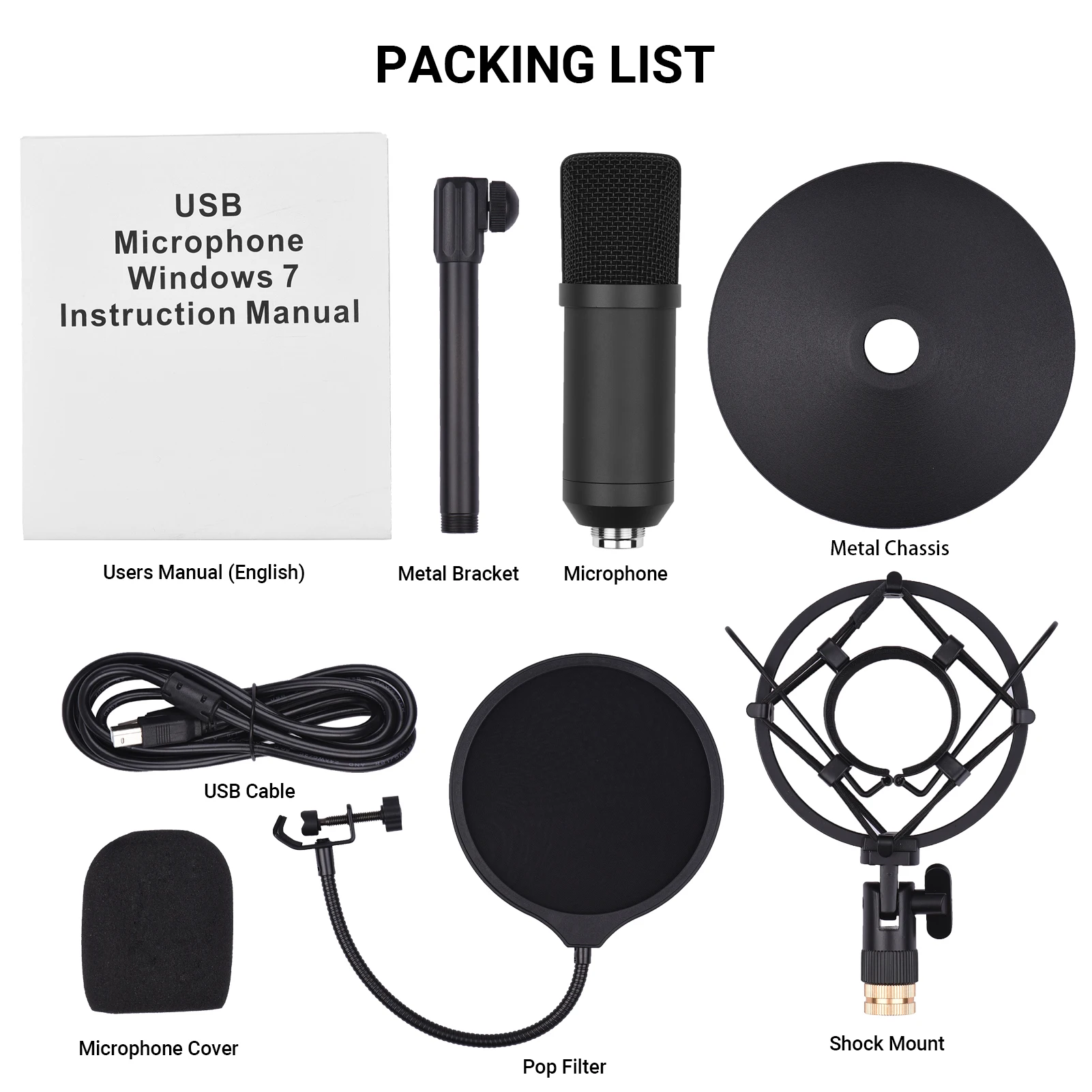 

Muslady Desktop USB Condenser Microphone Plug & Play Capacitor Mic with USB Audio Cable & Shockproof Bracket for Online Teaching