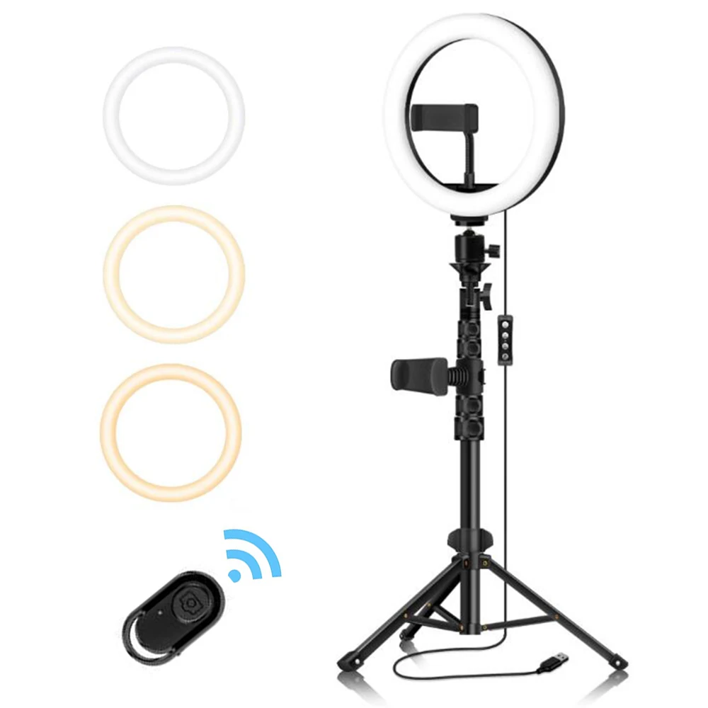 

Кольцевой светильник 1,6 м, кольцевой светильник для селфи, кольцевая лампа с дистанционным затвором на штативе, 10 дюймов, 3 светильник мА осв...