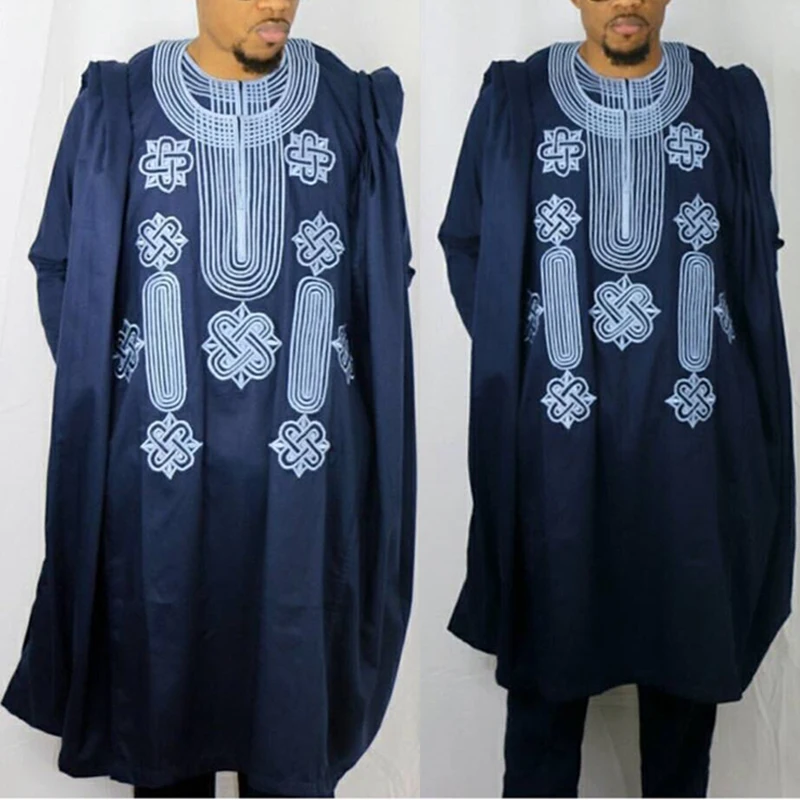H&ampD African Suit For Men Robe Shirt Pants Set Long Sleeve Tops Embroidery Agbada Clothes Boubou Africain Homme Traditional Robes |