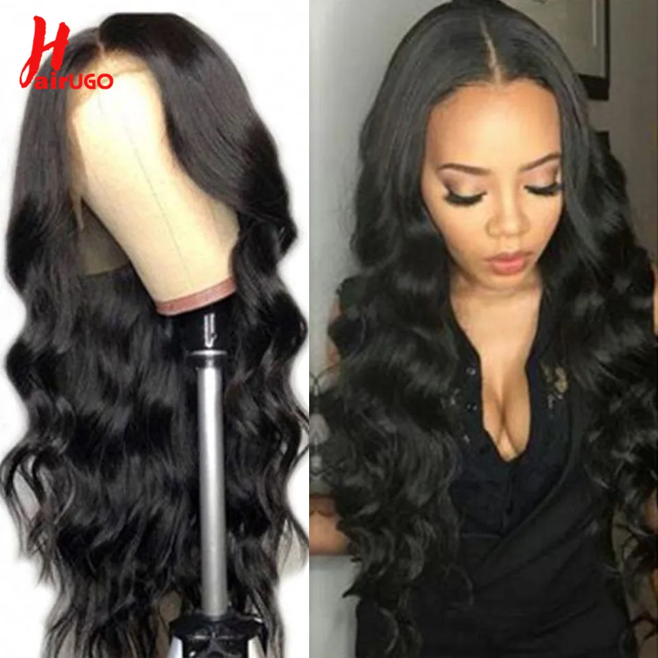 HairUgo 13 *(5*1) объемная волна кружева передние человеческие волосы парики перуанские
