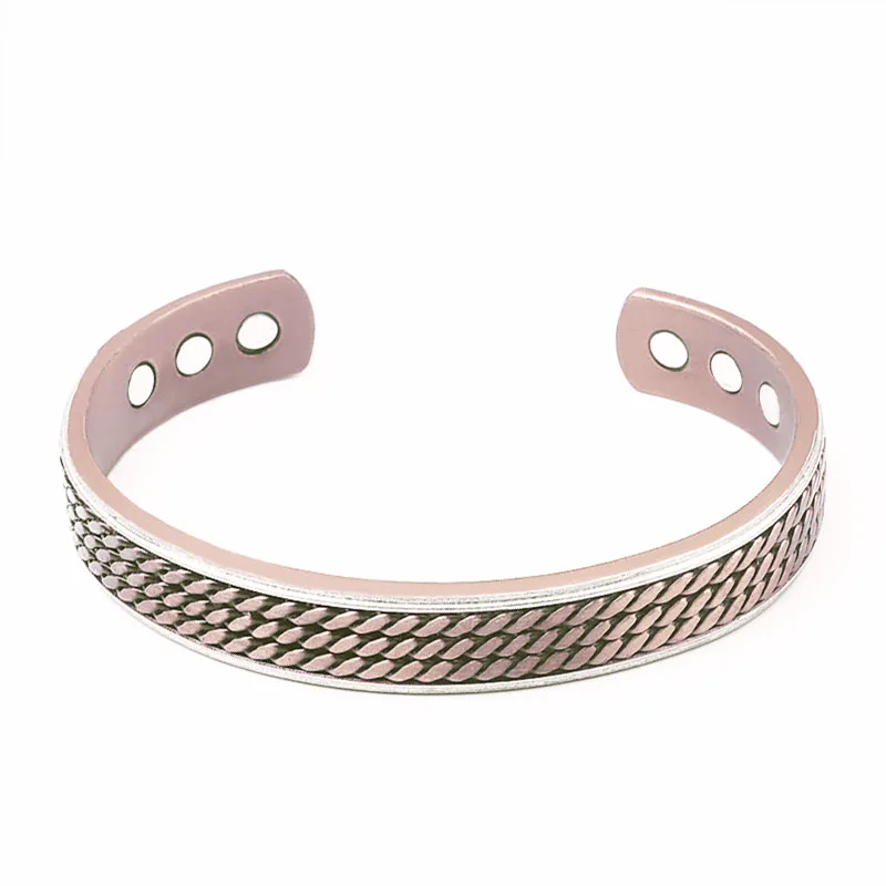 Магнитный браслет из красной меди с узором и кнопками для улучшения