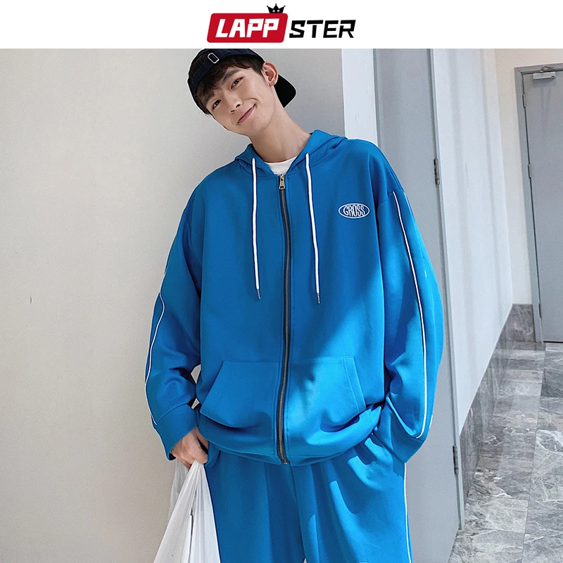 LAPPSTER Tracksuit мужской спортивный костюм осень мужские модные брюки комплект из двух предметов Мужской боковой полосатый Бомбер куртка пальто