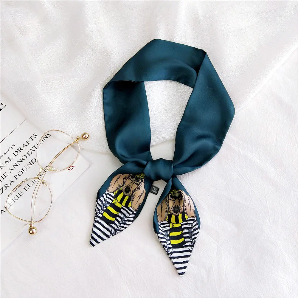 

Fashion Women Scarf Foulard Print Head Long Silk Scarves Wrap Handle Bag Ribbons Female Bandana Luxury Brand GIFT