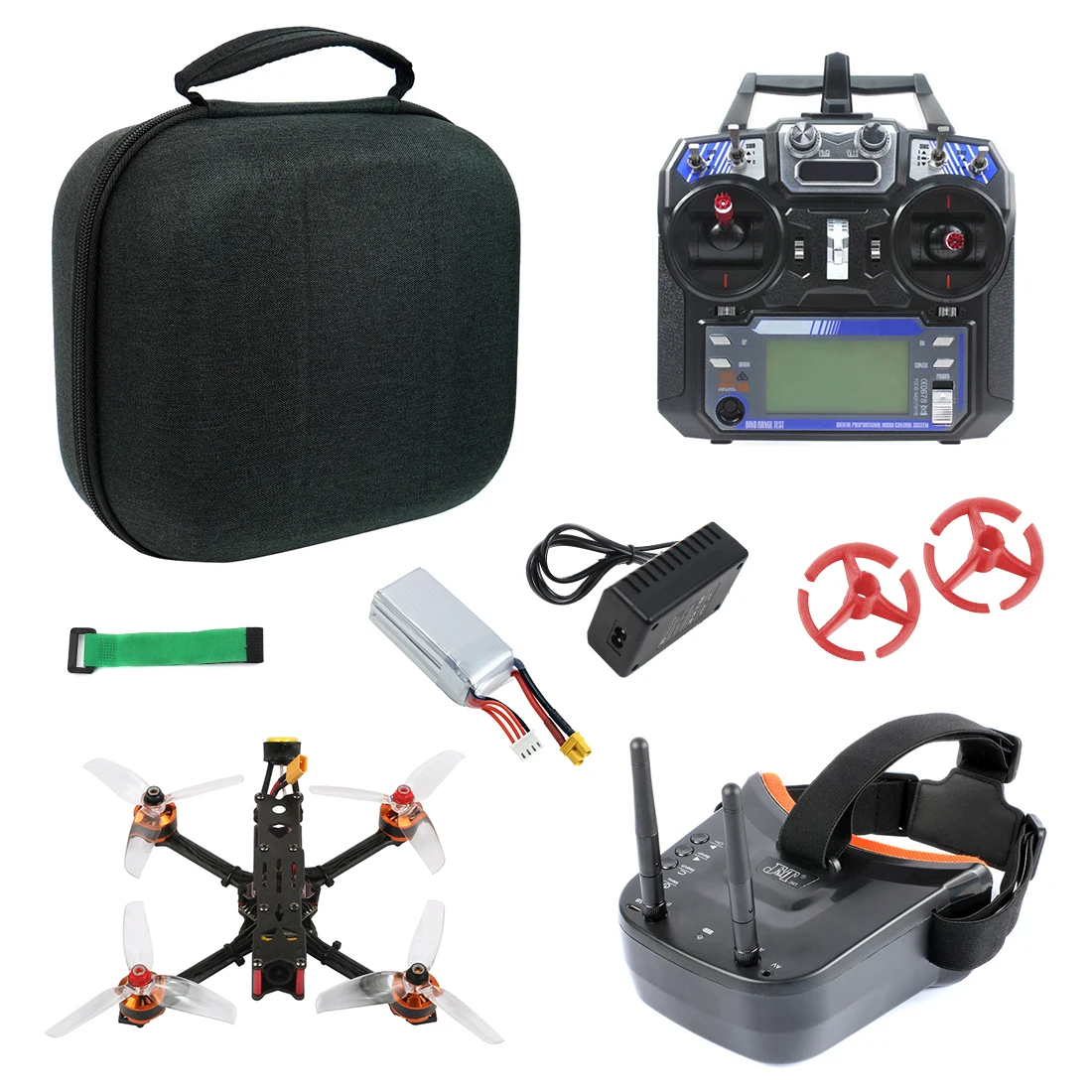 

JMT F4 X1 175mm FPV Racing Drone Quadcopter RTF w/ FPV Goggles GHF411AIO F4 2-6S AIO Flysky Remote Controller EVA Handbag Parts