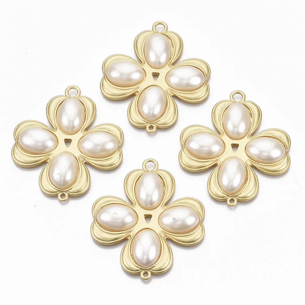 

1 шт. Звенья из сплава, с искусственным жемчугом ABS, без никеля и без свинца, крест, религия, настоящая позолота 14K, 57x50x8 мм, отверстие: 2 мм