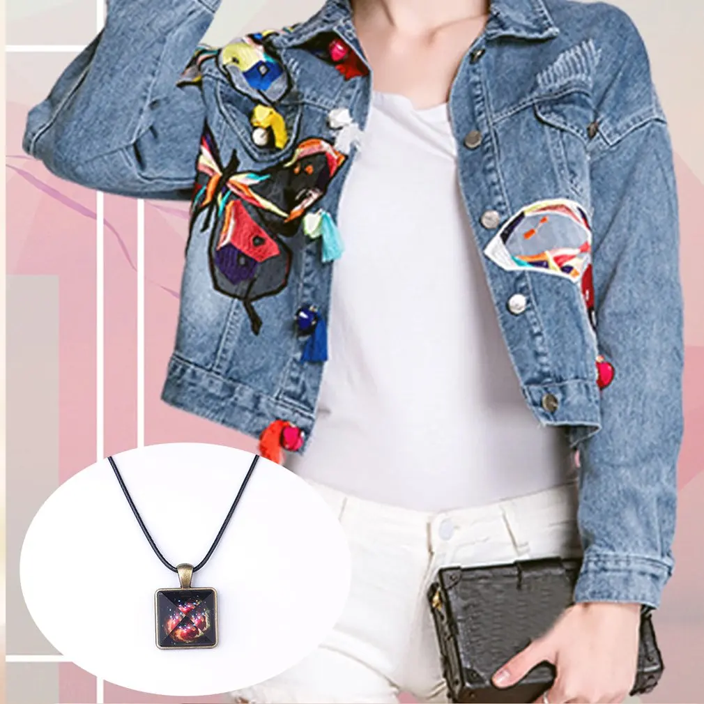 Luminous Star Series Necklace Crystal Pyramid Triangle Geometric Pendant Galaxy Dust Starry Night Glow in the Darkness Chic | Украшения и