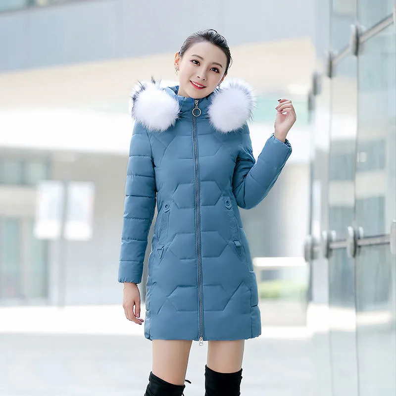 

2020 Winter Jacket Women Hooded Thick Warm Down Cotton Jacket Female Casual Slim Parka Outerwear Plus Size Cotton Coat R568