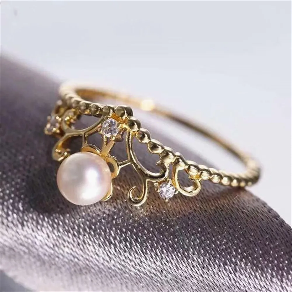 Красивое Брендовое ювелирное изделие кольца для пустотелыми листьями и жемчугом