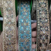 1 yards sequin lace trims floral ribbon diy sewing material for dress decoration