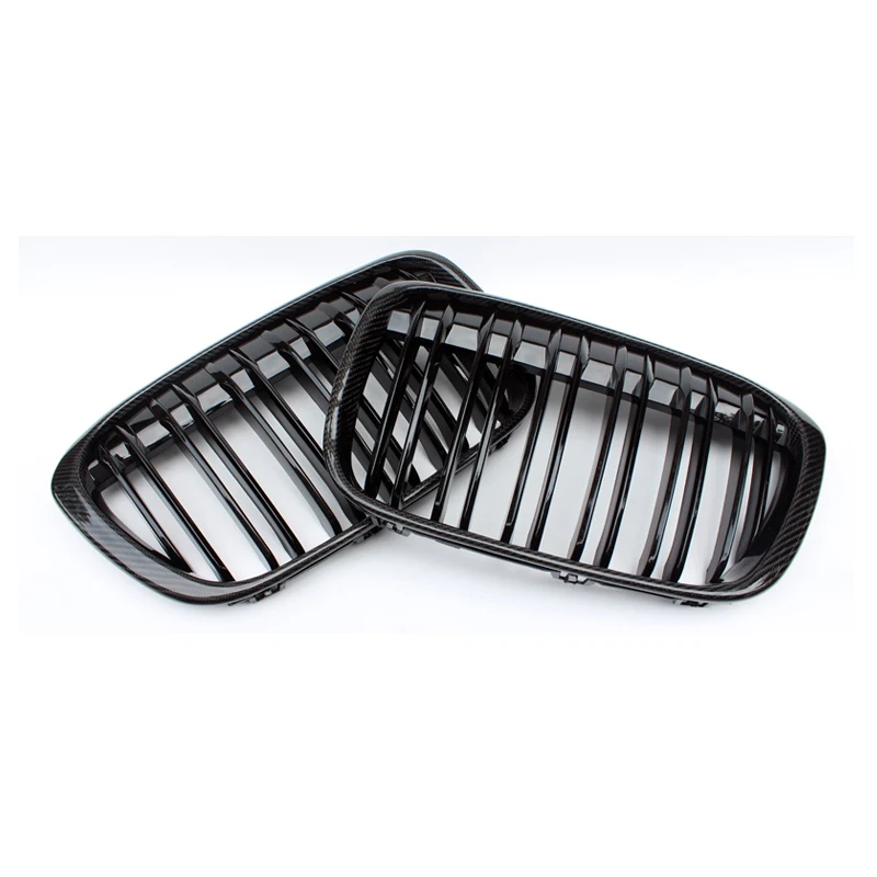 Двусторонняя яркая матовая черная Автомобильная решетка из углеродного волокна
