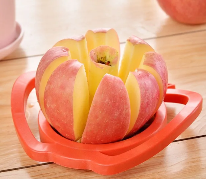 

kitchen tools accessories Handle apple fruit cutter wholesale plastic apple cut fruit knife stainless steel fruit splitter