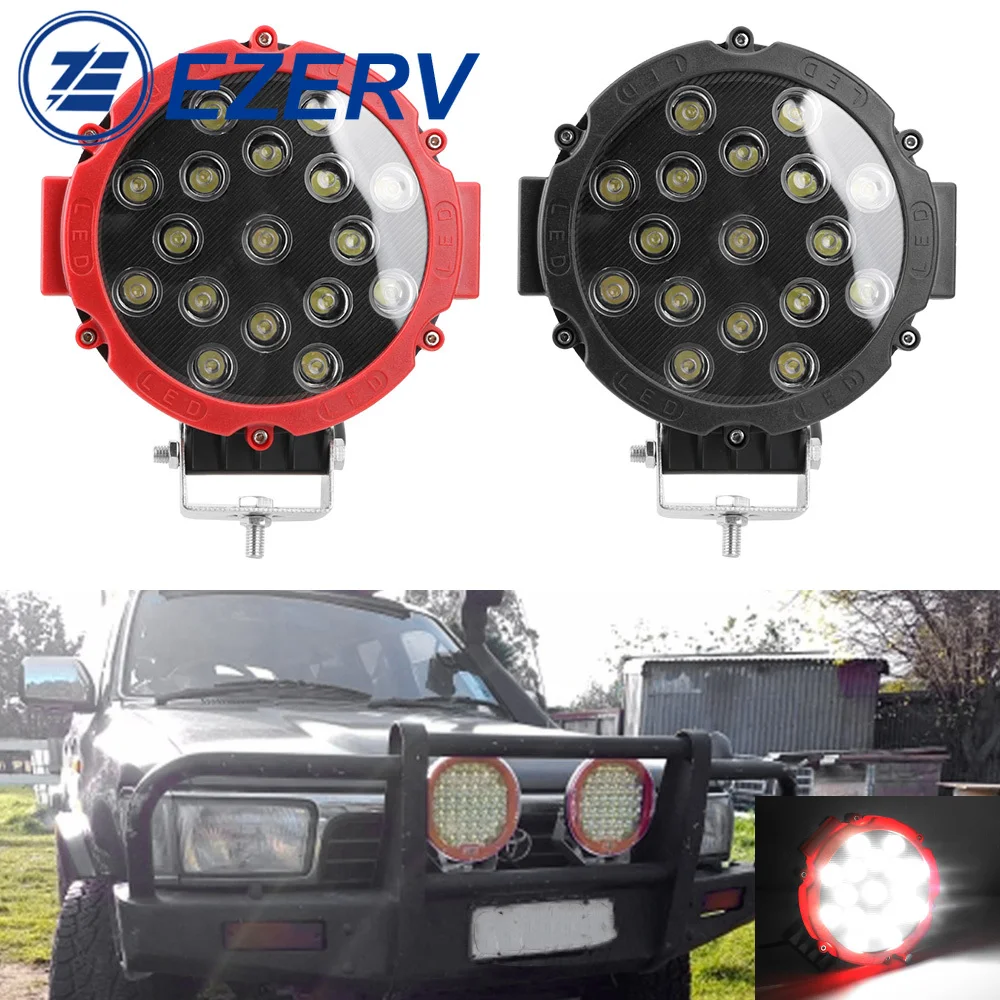1 шт. 7 дюймов Светодиодная рабочая фара бар 12V 24V 51 Вт 4х4 аксессуары для