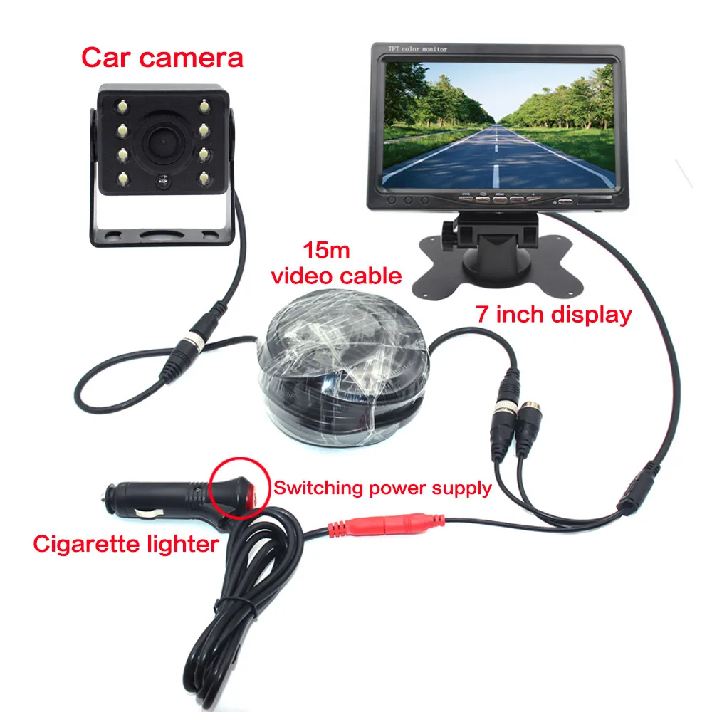 Проводной автомобильный монитор SMARTOUR 7-дюймовый TFT заднего вида ночное видение 8