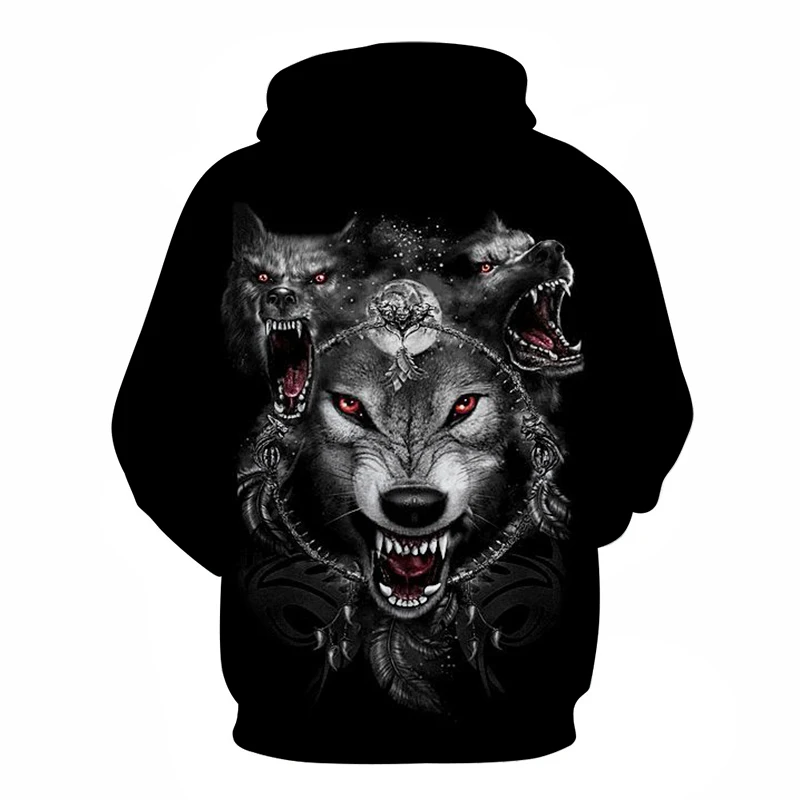 

Wolf Hoodie Men's Hooded Jacket New Fashion Hip Hop Spring and Autumn Pullover Men's 3D Printing Hooded Jacket Top