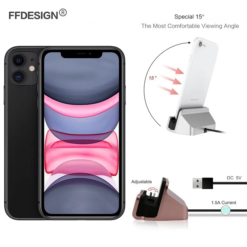 USB кабель для зарядки телефонов док станция iPhone 11 Pro XS Max XR X 8 7 6 6s Plus 5 SE настольная