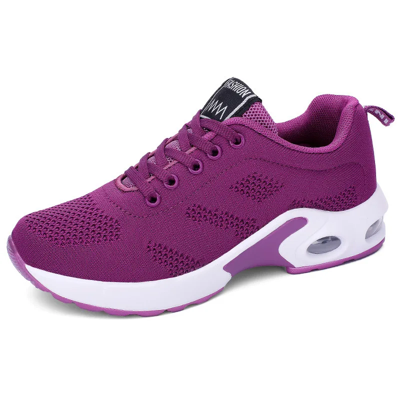 dense mesh purple Модные женские легкие кроссовки, обувь для бега, уличная спортивная обувь, дышащая сетка, удобная обувь для бега, на воздушной подушке, на шнуровке - Цвет: dense mesh purple