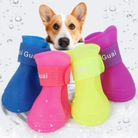 colorful rubber pet boots dog cats rain shoes anti slip waterproof 4pcsset dogs shoes pet supplies