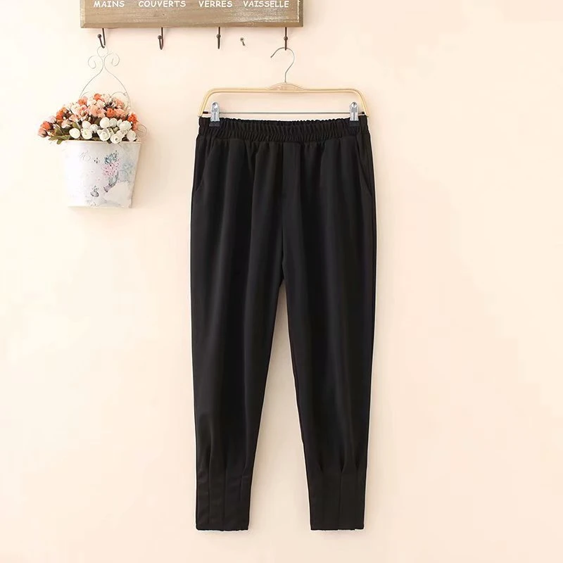 

Plus Size Women Stretchable Ankle Pants Solid Elegant Spring Summer Offiewear Trousers Pants