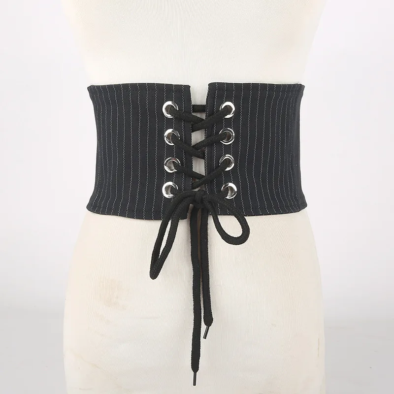 

New Fashion Elastic Belts for Woman Lace Up Stretch Waist Belt Wide Elastic Corset Waistband Slim Fit Unique Elegant Accessories