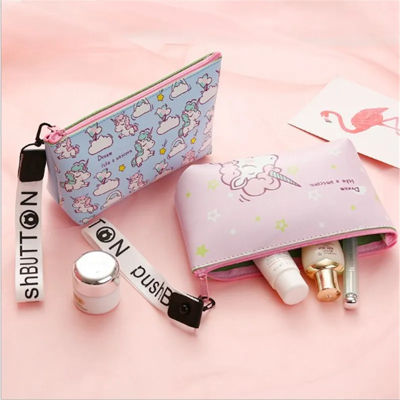 3D единорог Печать косметички милый Единорог полоса Органайзер Удобная