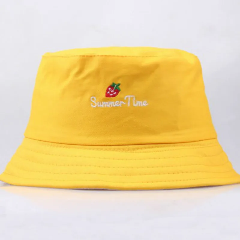 Летняя Панама с принтом шляпа вышивкой желтая в рыбацком стиле хип хоп Харадзюку