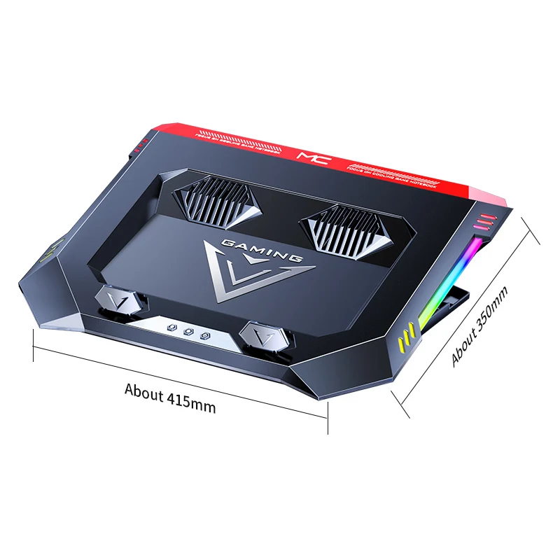 

MC X500 Laptop Cooler RGB Gaming Mute Notebook Cooling Pad Fast Heat Dissipation Two USB Port Adjustable Laptop Cooling Pad