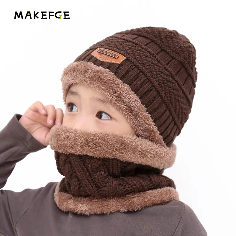 2019 winter plus cashmere cap ear protection parent-child wool hat New Autumn and children's knitted bib two-piece | Детская одежда