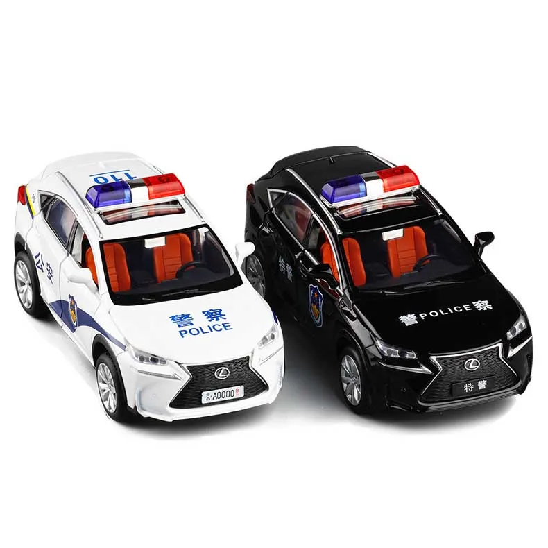 

1:32 high simulation Lexus NX200T police car real voice six-door realistic siren sound and light alloy car model toy for gifts
