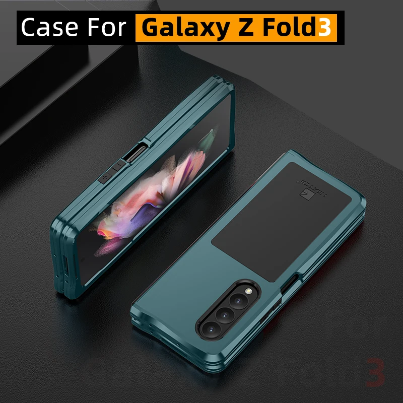 For Galaxy Z Fold3 Case Heavy Duty Protection Armor Shockproof Hard Aluminum Metal Samsung Z Fold 3 Phone Case