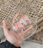 novelty 3d lid cartoon cute water sakura glass transparent drinking borosilicate glasses coffee milk juice drinkware cup mug