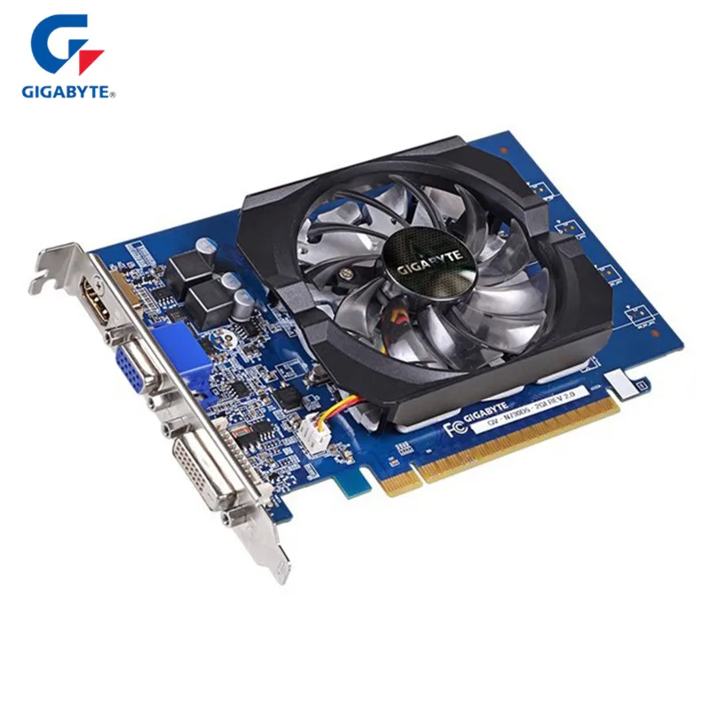 GIGABYTE игровые видеокарты Nvidia Geforce GT730 2 Гб 64 бит GDDR5 видеокарта для HDMI DVI PC б/у