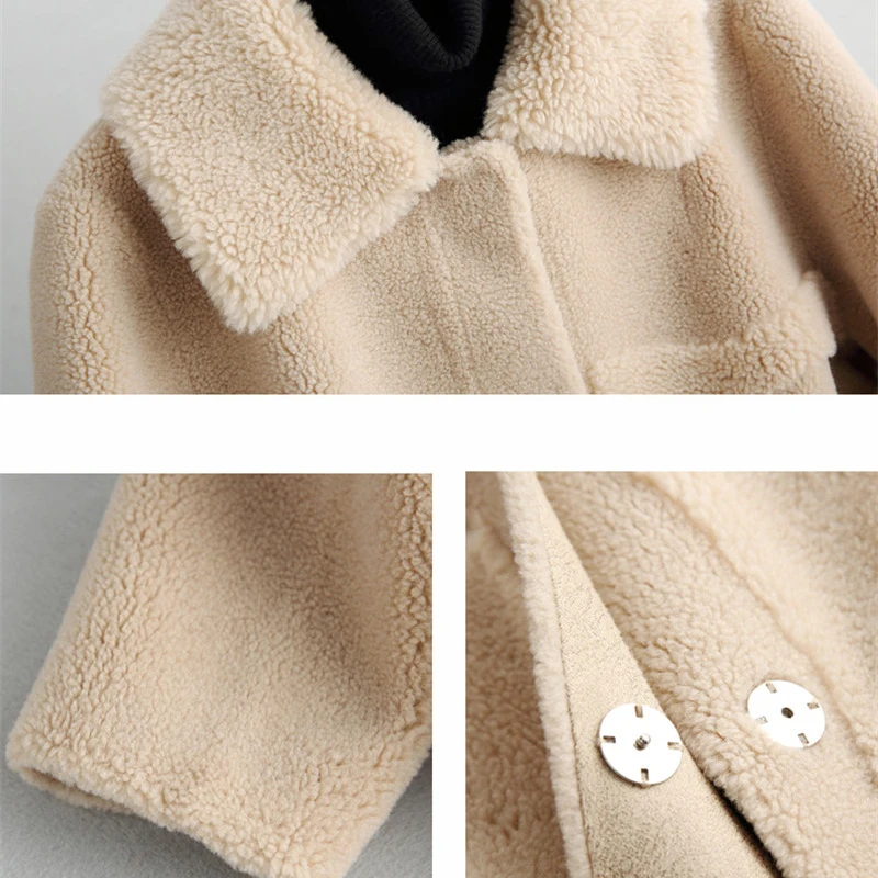 2020 модная осенне-зимняя женская короткая шуба из гранулированного овечьего меха