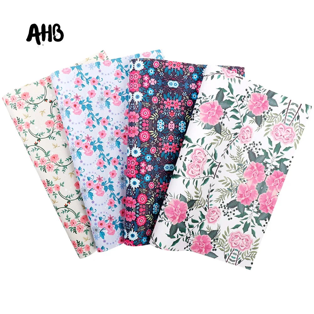 AHB цветочные печатные листы из искусственной кожи Винтаж синтетическая кожа