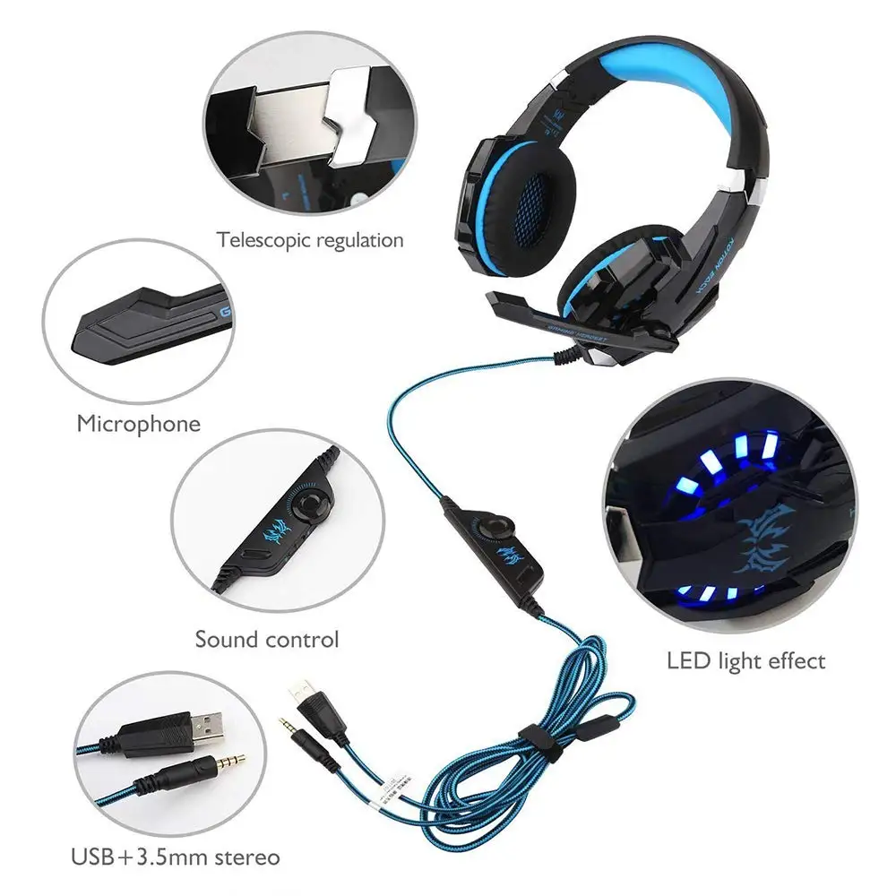 

PS4 Gaming Headset Deep Bass Stereo Game Headphone with Microphone LED Light for PS4 PC Laptop Tablet Game Headset Headphone