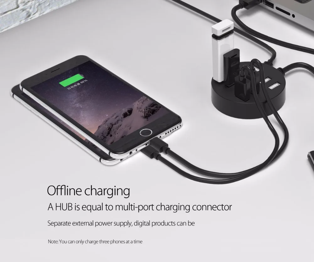 ORICO Мульти 8 портов USB 2,0 концентратор Высокоскоростной мини USB разветвитель адаптер с микро B порт питания Поддержка OTG для компьютера