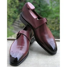 High Quality New Fashion Men Pu Leather Elegant Shoes Vintage Casual Classic Male Monk Strap Simple Shoe Zapatos De Hombre TV722