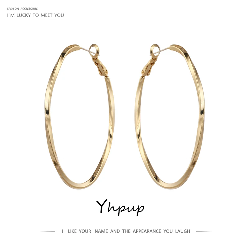 Золотые овальные круглые серьги кольца Yhpup геометрические медные Подвески