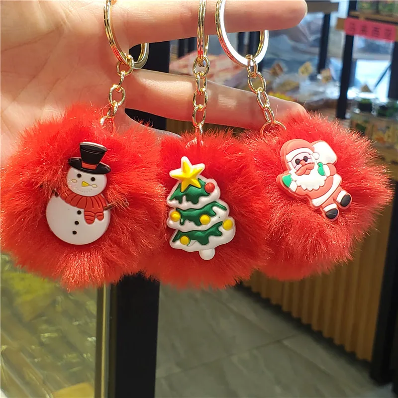 Рождественский олень Снеговик рождественская елка Санта-Клаус пушистый брелок
