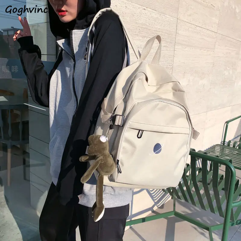 

Backpacks Women Embroidery Leisure Couples Harajuku Ulzzang Students All-match Large Capacity High Quality Unisex New Designers