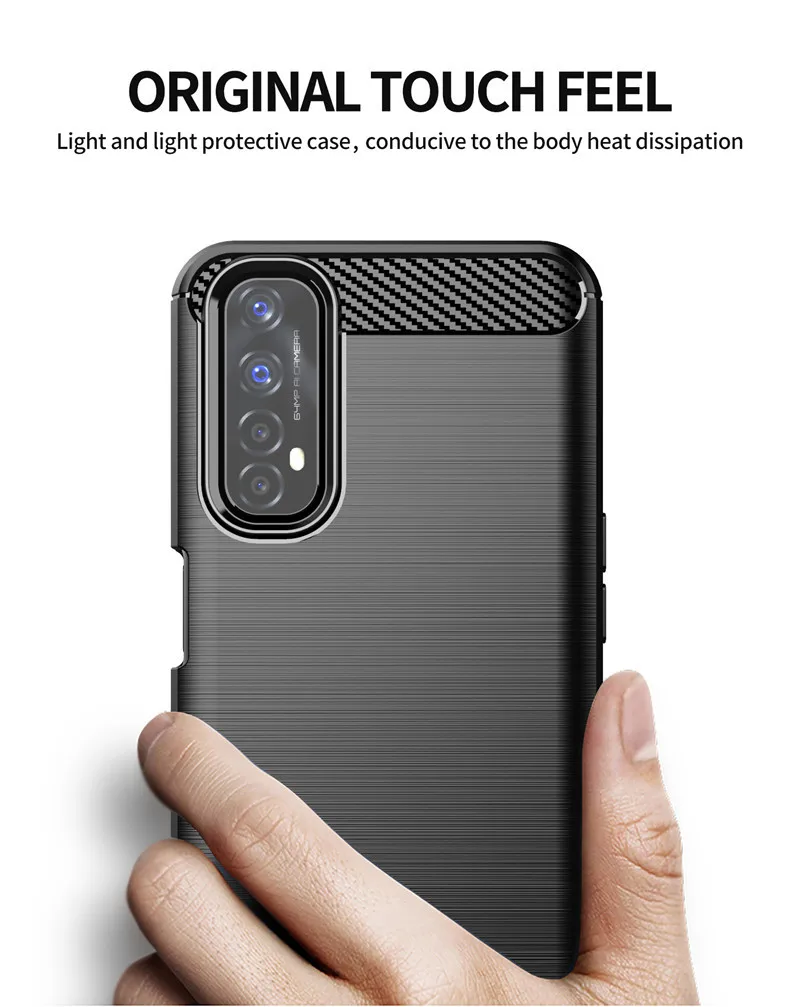 

For OPPO Realme 7 Case Carbon Fiber Shockproof Cases Phone Case For Realme 6 7 Pro C11 Durable Bumper Flexible Case