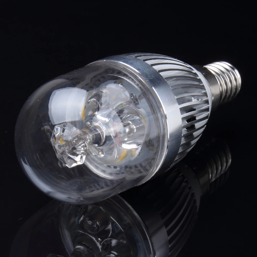 

New E14 9W 3LED Warm White Light Bulb Crystal Light Source Silver
