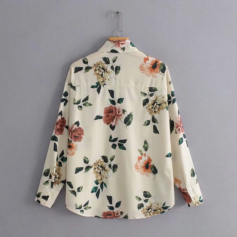 

Women Floral Printed Tops New Arrival Turn-down Collar Blouses Sexy Office Lady OL Blusas Female Fashion Long Sleeve Tees S040