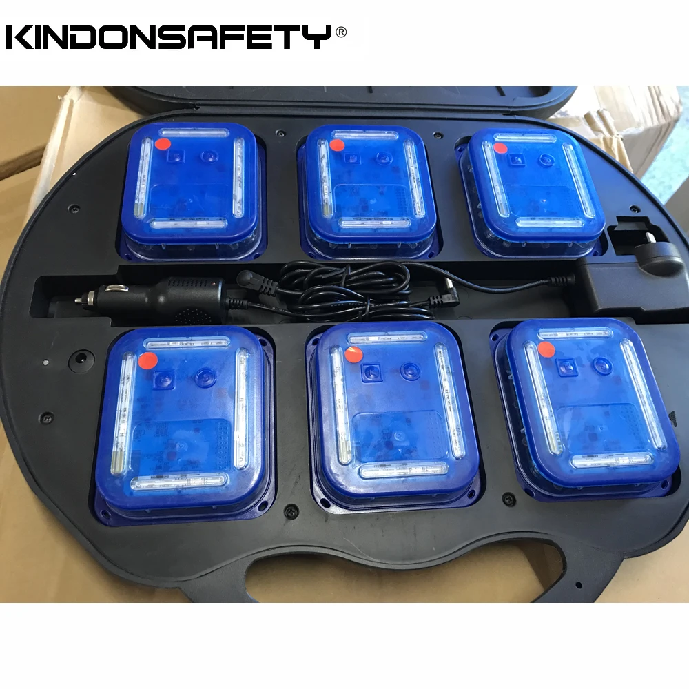 BLUE SHELL BLUE LEDS 1 комплект,, 6 шт. в упаковке, дорожный предупреждающий светильник, Новейшая функция Syncable Road flash, магнитный мигающий безопасный маяк - Испускаемый цвет: BLUE SHELL BLUE LEDS