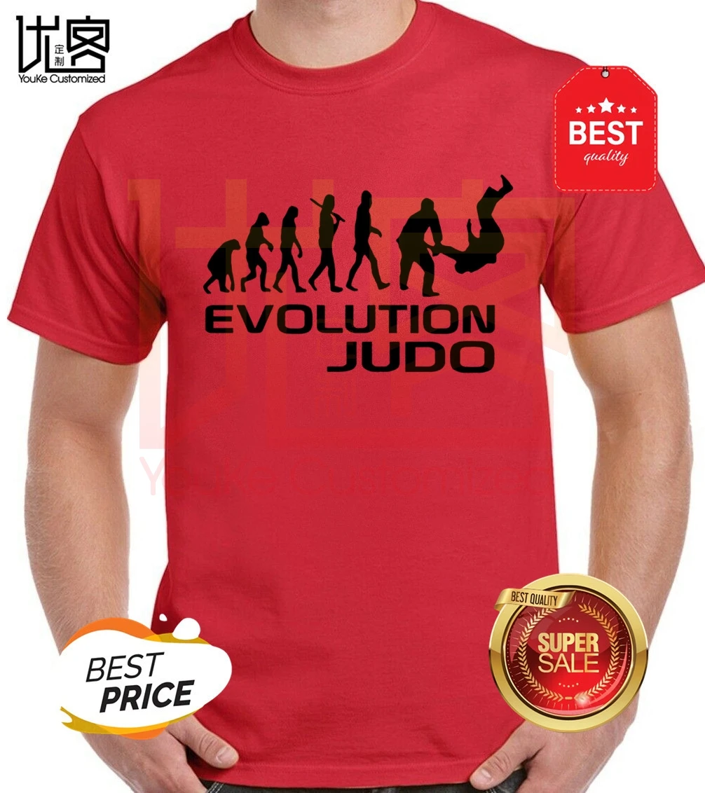 Эволюция дзюдо забавная взрослая Футболка мужская летняя 100% хлопковая команда
